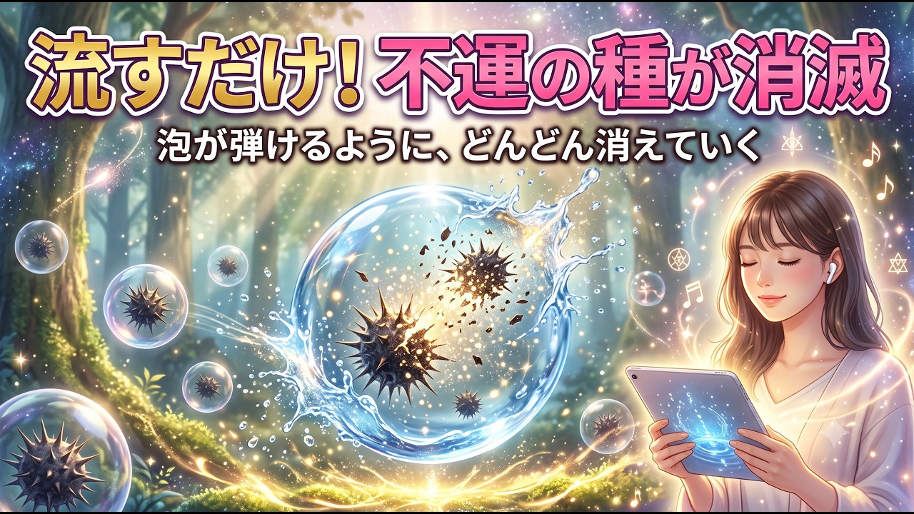 流しているだけで泡が弾けるように不運の種がどんどん消えていきます
