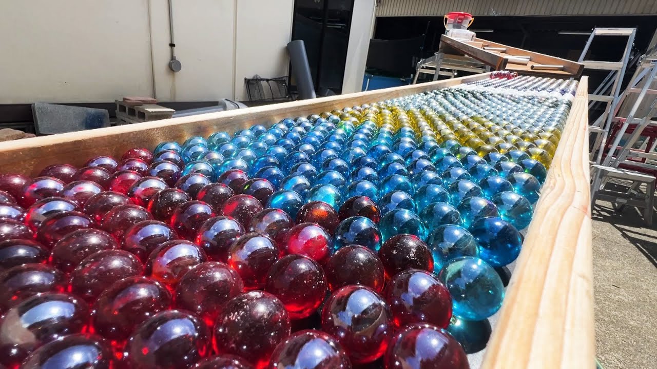 Marble Run Rainbow ☆ A pleasant ASMR experience of rolling 7 colored balls in a row