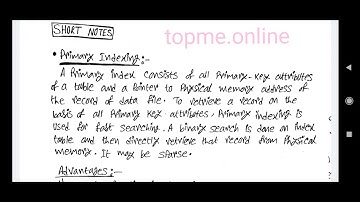 Primary Indexing short note Il DBMS