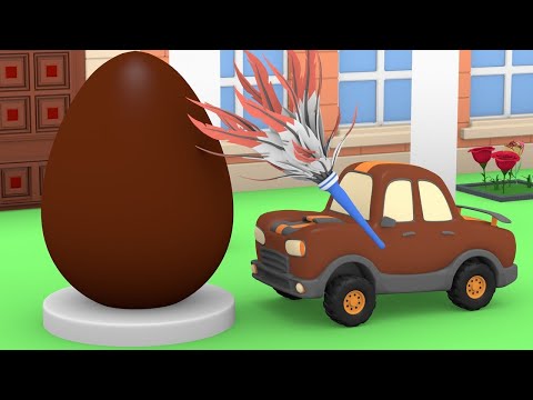 Learning with trucks toys - Easter holiday - cartoon for kids