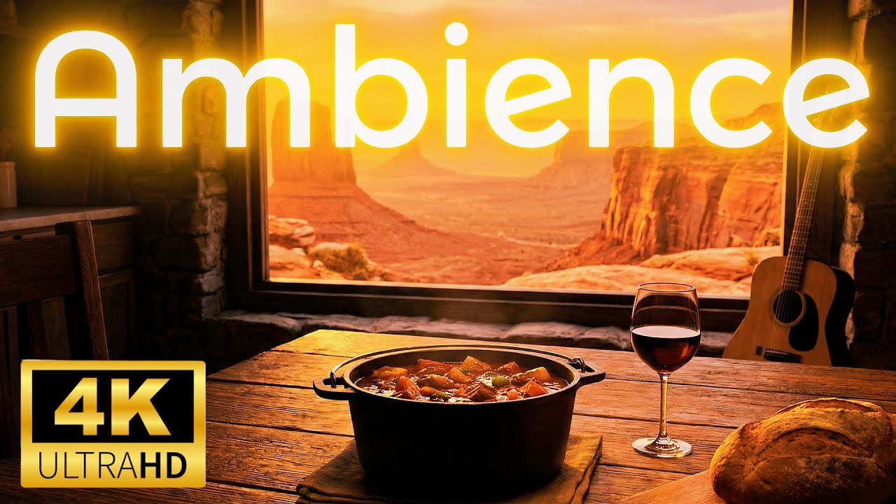 7-Hour Music for Cooking & Dinner 🥘🍷 | Warm Americana & Red Rock Scenery (Family Friendly)