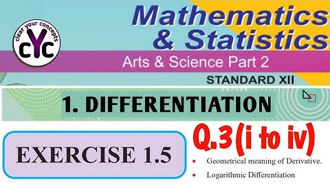Exercise 1.5 (Q.3:i to iv) | Differentiation | chapter 1 | class 12 | maths part 2 | MH board