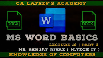 MS Word Part 2 | Knowledge of Computers | Lecture 19 | JKSSB Exams | Behjat Riyaz ( M Tech IT )