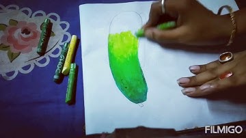 How to draw cucumber in oil pastel colours