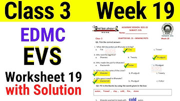 EDMC Class 3 EVS Week 19 Worksheet 19 class 3rd Environmental Studies worksheet 19 with Solution