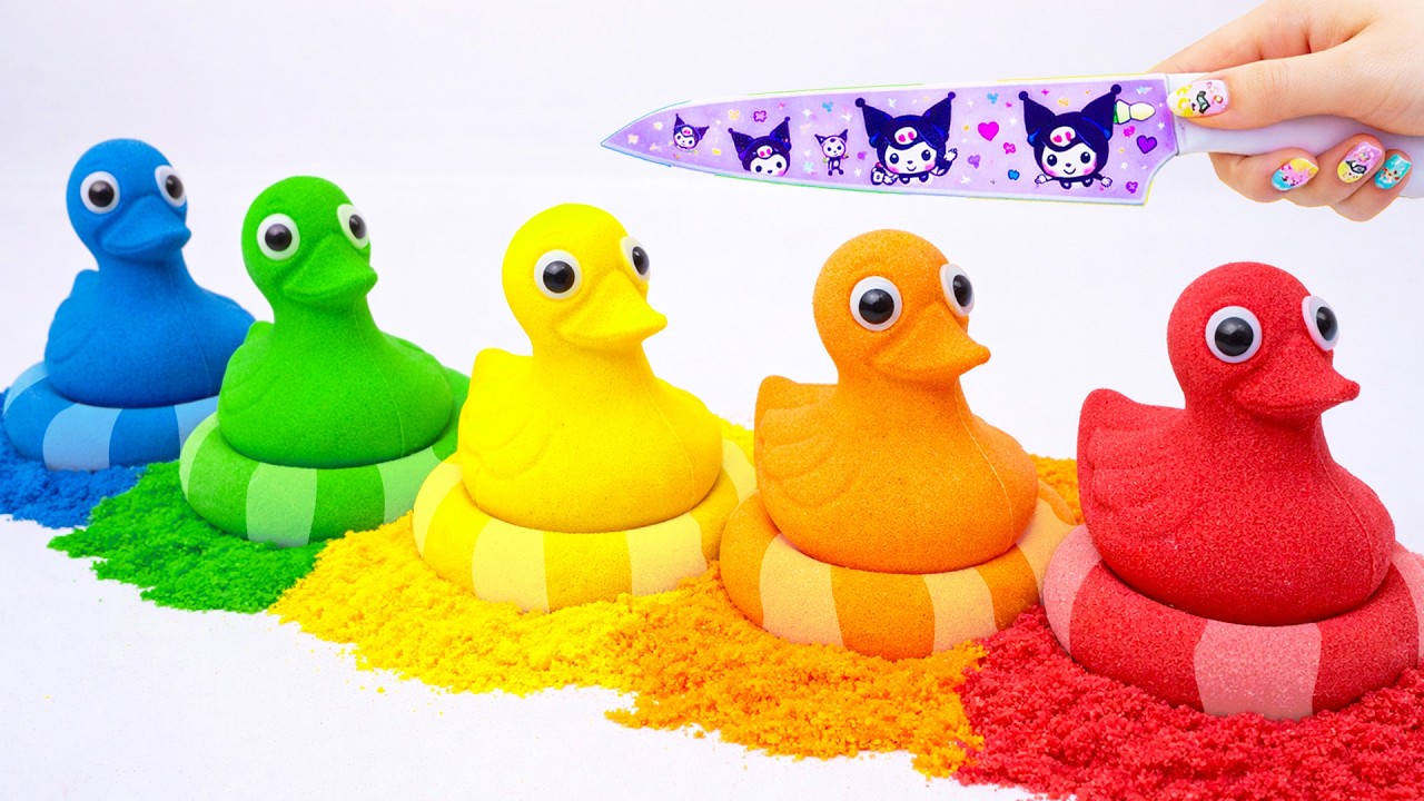Увлекательное видео | Как сделать 5 радужных кинетических песочных уточек (ASMR-видео)