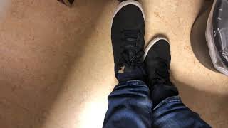 Shoeplay Madness 034 - Angry Shoeplaying At Work In Black Nikes And New Dark Argyle Socks