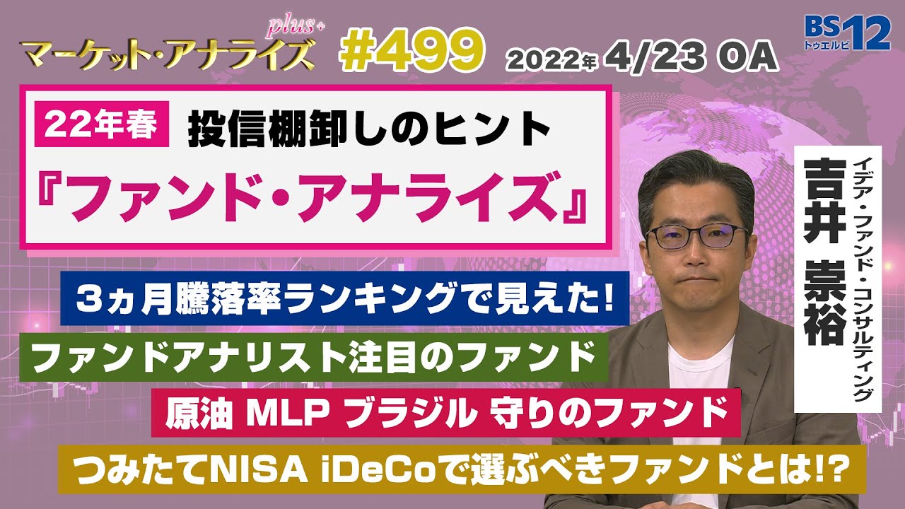 22年春 インフレ時代の投資信託 棚卸し:『ファンド・アナライズ』│アナライズ・プラス（2022年4月23日放送「マーケット・アナライズ plus+」）