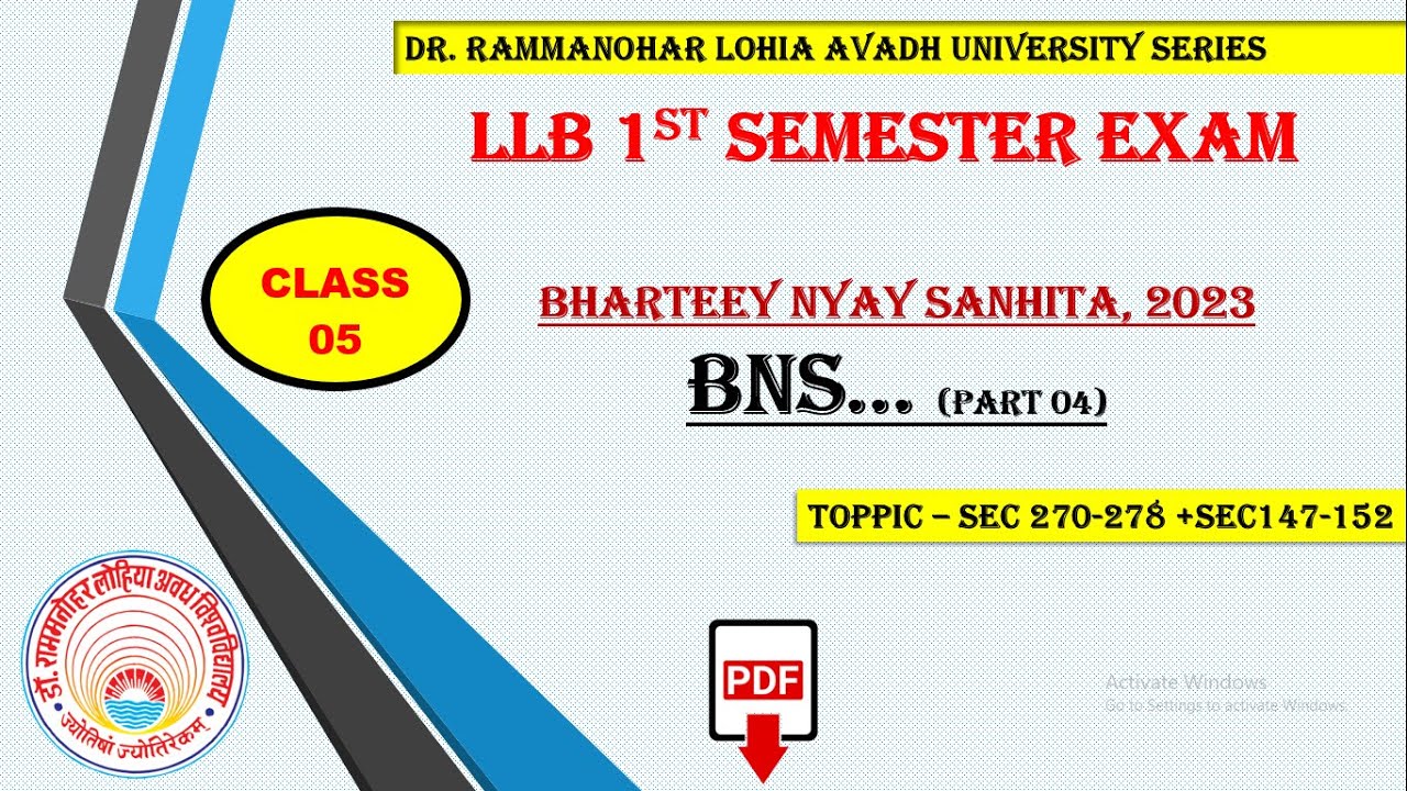 class 05 | Preparation BNS (भारतीय न्याय संहिता) for LLB 1st SemesterLLB | अवध विश्वविद्यालय