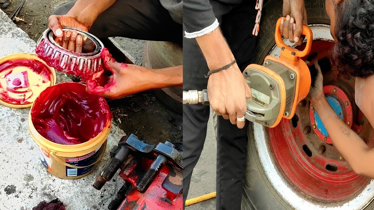 Truck Hub Greasing Rear Wheel Hub Greasing Tata Motors YouTube