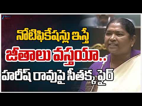 Minister Seethakka Fires On MLA Harish Rao | నోటిఫికేషన్లు ఇస్తే జీతాలు వస్తయా.. | TG Assembly 2026