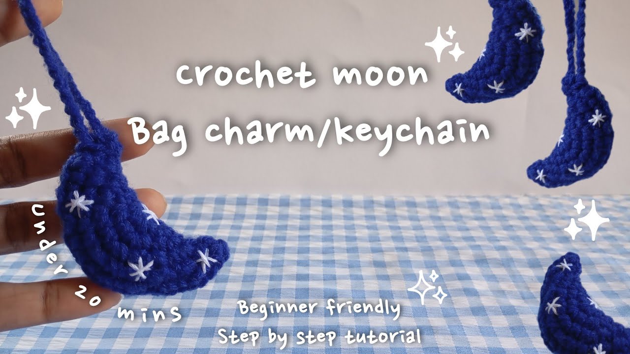 Crochet moon keychain tutorial 🌙 | Easy & Cute bag charms for