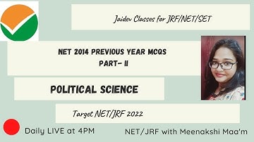 NTA UGC NET 2022 I NET 2014 Previous year MCQs Part- I I Political Science I Meenakshi Singh