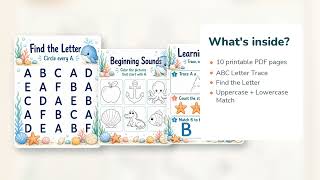 Little Whale ABCs | Preschool Worksheets | Printable PDF | Etsy | 01
