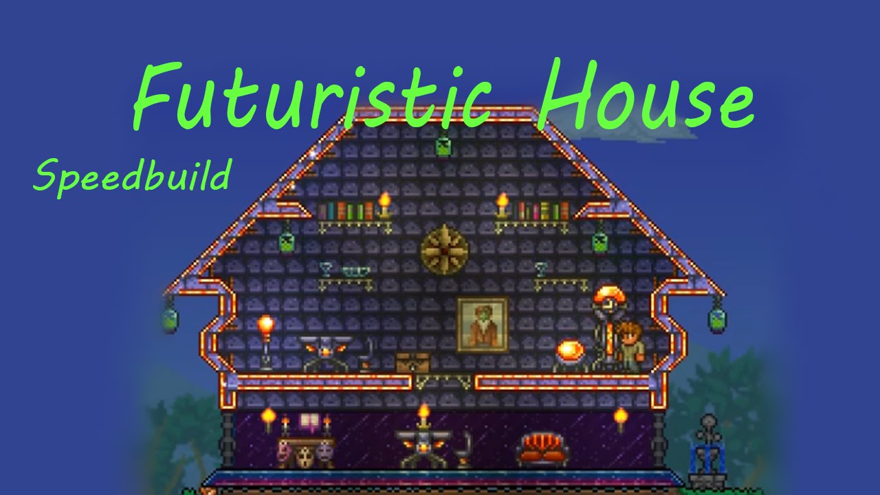 Terraria Speed Build | Futuristic House! 
