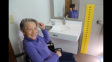 Electric adjustable height bathroom sink or lavatory, by Adjust-a-Sink