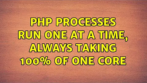 PHP processes run one at a time, always taking 100% of one core