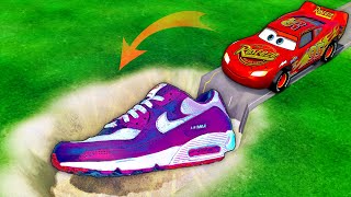 Mega Neon Nike Air Max Pit vs McQueen and Pixar cars! BeamNG. drive!