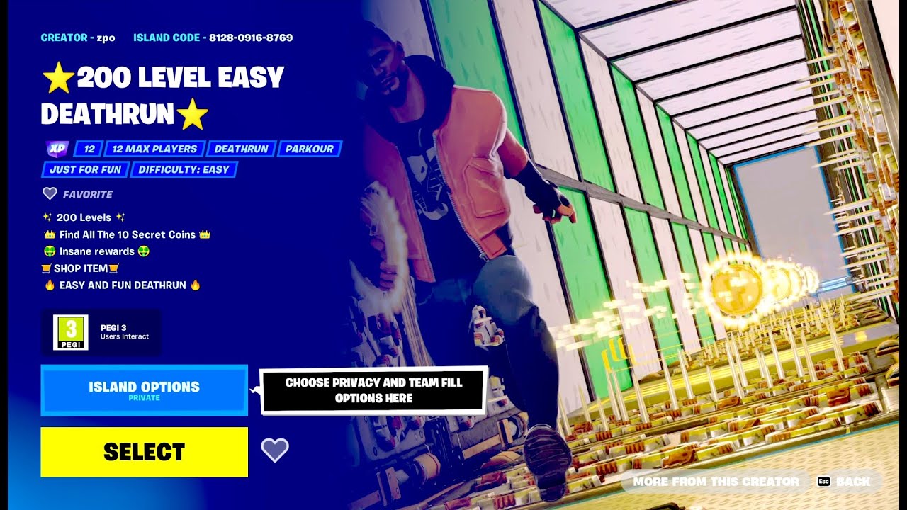 FORTNITE ⭐200 LEVEL EASY DEATHRUN⭐ALL 10 SECRET COINS LOCATION - MAP ...