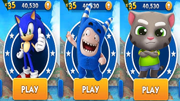 Sonic Dash vs Talking Tom Gold Run vs Oddbods Turbo Run - All Characters Unlocked Android Gameplay