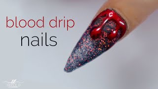 Halloween Blood Drip Nails Using Dip Powder, Chrome and Builder Gel | Triple D