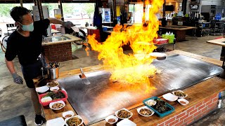 วิธีทำบาร์บีคิวเกาหลี / โชว์ไฟสุดอัศจรรย์! / หมูสามชั้นแผ่นใหญ่ ข้าวผัดกิมจิ