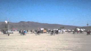 Burning Man 2011 - Skydivers drop into Burning Man