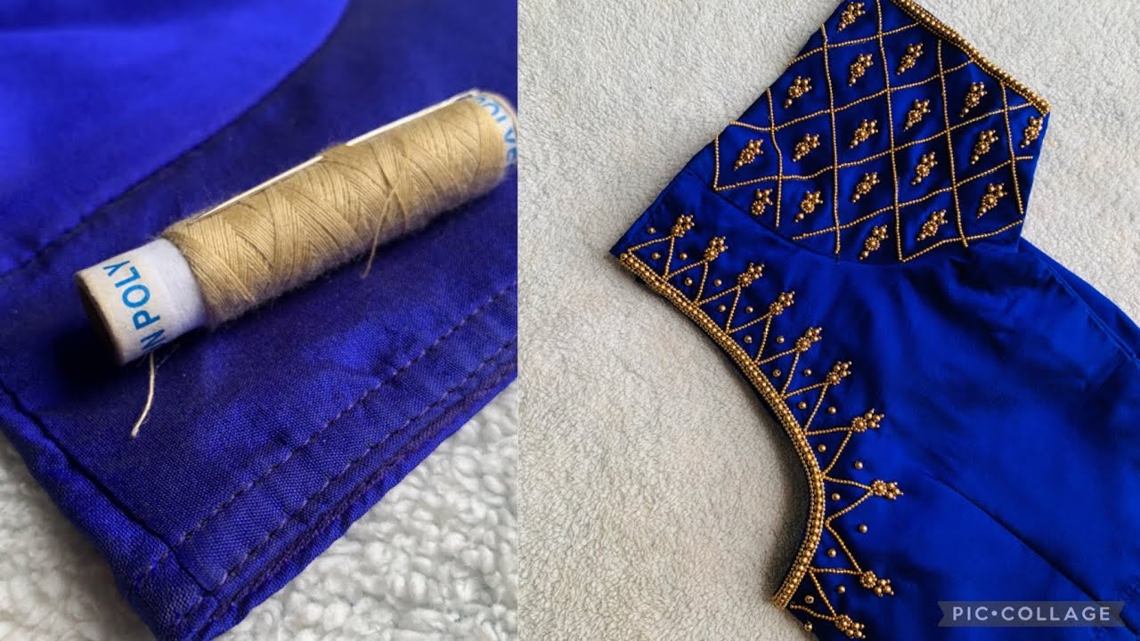 Very grand & heavy bridal blouse design with normal needle 