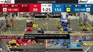 Qualification 77 - FIRST in Michigan State Championship - Consumers Energy Foundation Division Qualification 77 - FIRST in Michigan State Championship - Consumers Energy Foundation Division