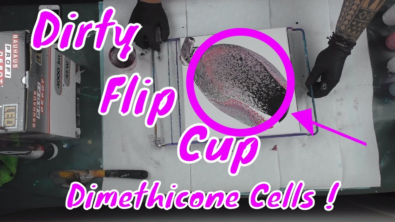 Dirty Flip Cup Paint Pouring - Acrylic Fluid Painting with Cells ...