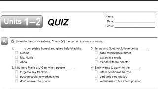 Units 1–2 QUIZ Listening (Interchange 4th Ed level 3) 4K
