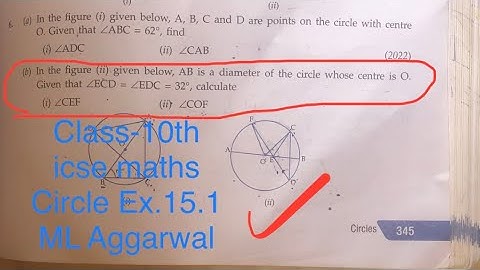 Class-10th #icse #maths #circle Ex 15.1 | In the figure given below, AB is a diameter of the circle