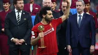 لحظة استلام محمد صلاح جائزة افضل لاعب في البطوة بعد تتويج ليفربول بكأس العالم للأندية