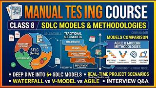Manual Testing Class 8 | SDLC Models Explained in Detail | Waterfall, V-Model, Agile, Scrum, Spiral