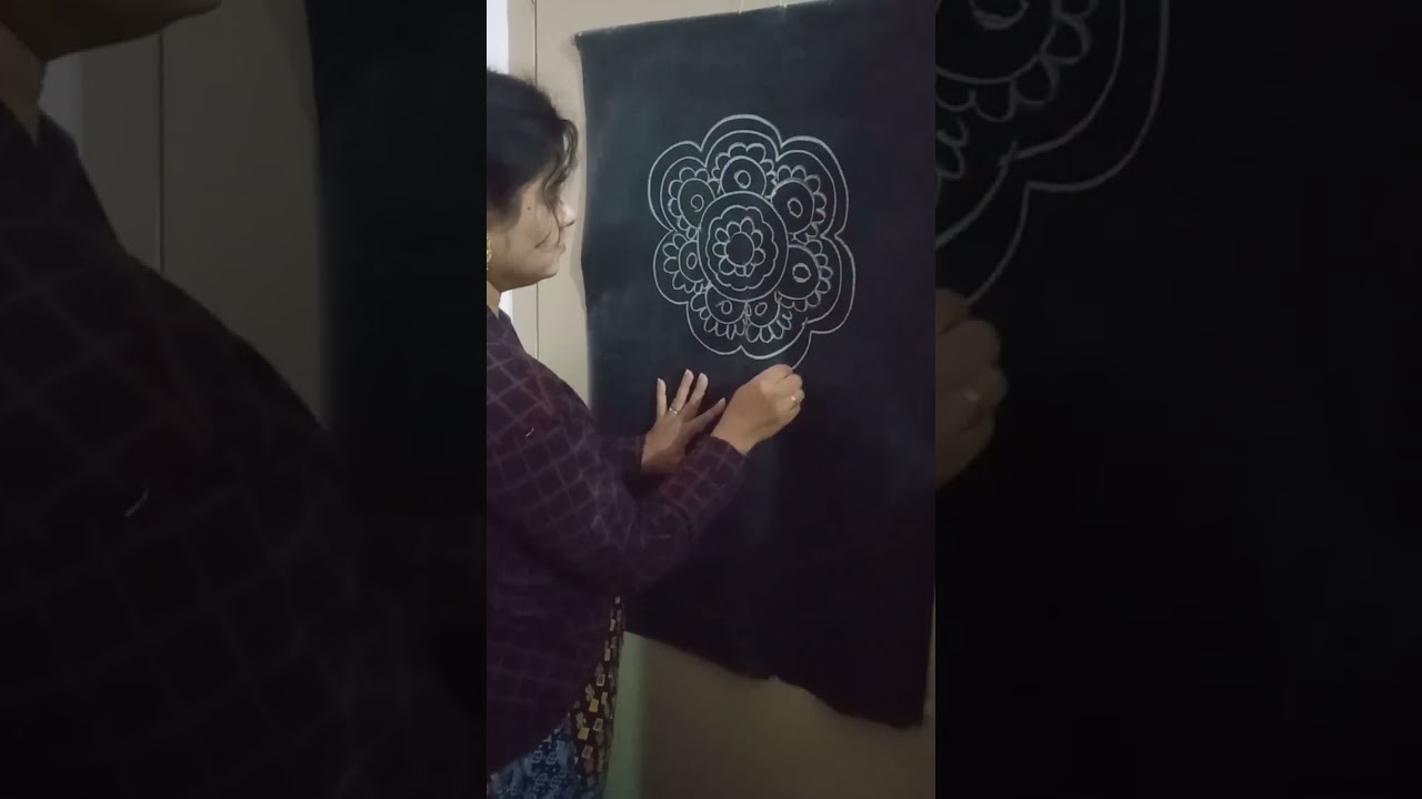 Простой рисунок ранголи мелом #короткоевидео #ранголи #рисунок #короткиевидео