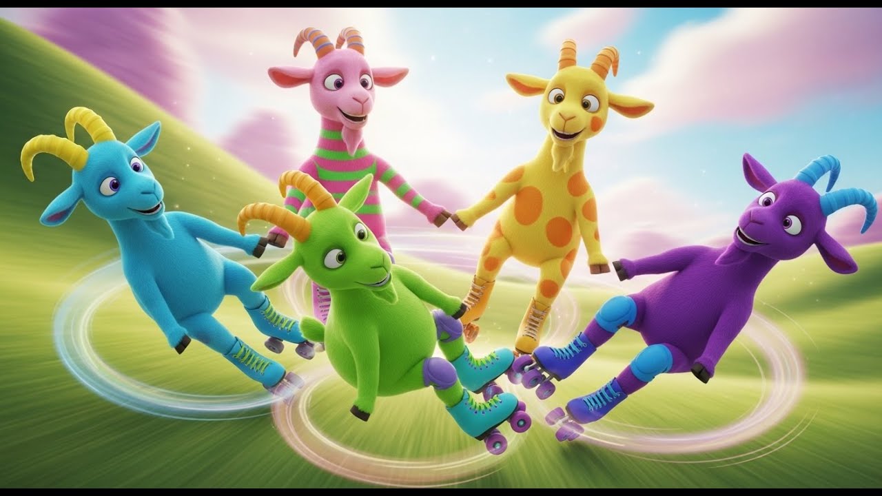 Five Goat’s Roller Skating Spin | Nursery Rhymes for Kids | Baby Songs and Fun Animal Adventure