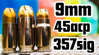 9mm vs 45acp vs 357sig  How Many Milk Jugs???!!!