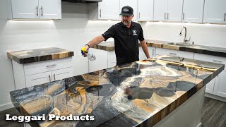 use epoxy to coat existing countertops to make them look like real stone | step by step explained