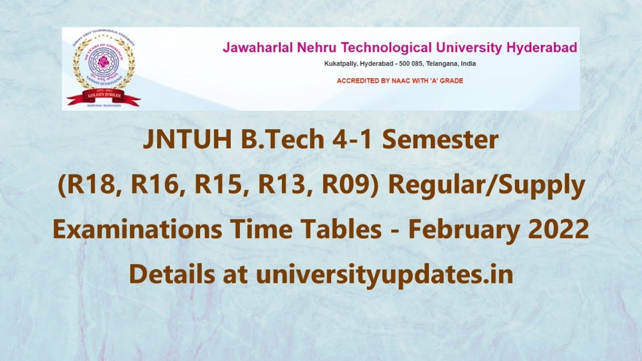 JNTUH B.Tech 4-1 Time Tables - February 2022