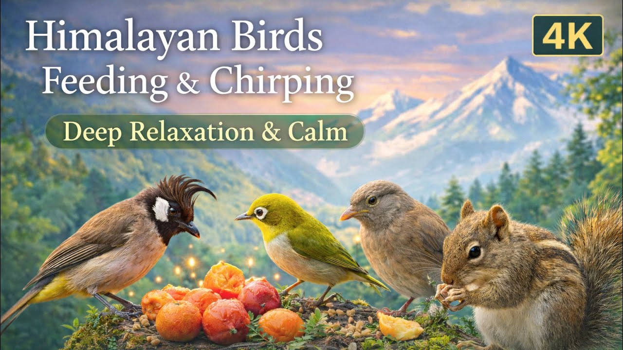 Peaceful Himalayan Birds Feeding & Chirping | Nature Therapy | The Nature Breathe