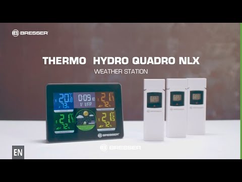 BRESSER Thermo Hygro Quadro NLX - Thermo-/Hygrometer mit 3 Außensensoren
