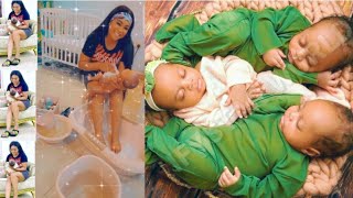 BEAUTIFUL MOMENTS Of Actress Recheal Okonkwo BATHING Her Triplets as Wifey Material #Shorts