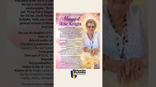 Margaret R. Knight | Funeral Service Announcement #ObituariesBB #Obituaries #bb #ObituariesBarbados