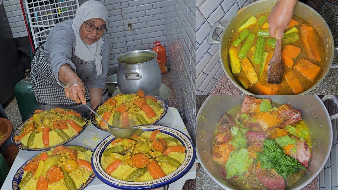 الكسكسو بالحم ديال المناسبات 4 كيلو السميدة 3 كيلو الحم بجميع تفصيل والسر الطباخات المحترفين 