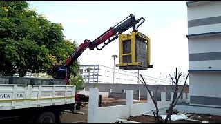 Flyash bricks loading and unloading crane mounted on Bharath Benz 12T GVW truck Contact 9677086255