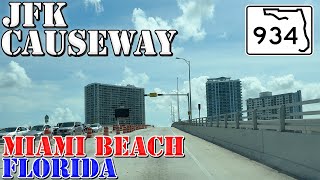 FL 934 West - JFK Causeway - Miami Beach to Miami - To I-95 - Florida - 4K Highway Drive