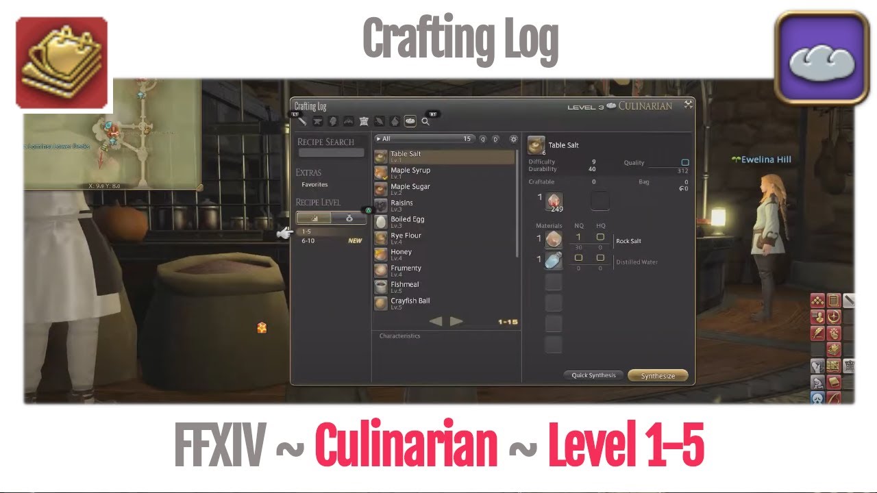 FFXIV Culinarian Crafting Log Level 1-5 - A Realm Reborn