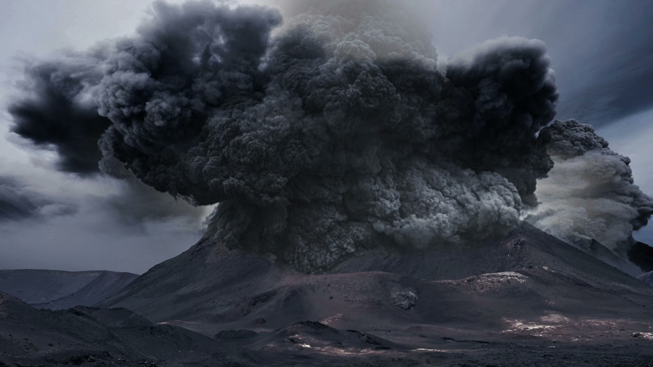 Volcano explosion intro video