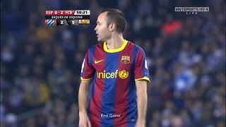 Andres Iniesta vs Espanyol  La Liga 2010-11 English Commentary