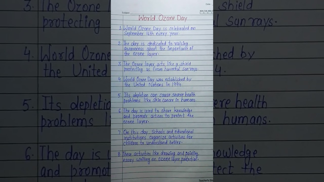 World Ozone day ll Essay on ozone day 